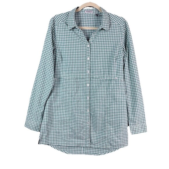 Toad & Co Marvista Tunic Shirt Womens Medium Green Plaid Long Sleeve Lightweight - Picture 3 of 15